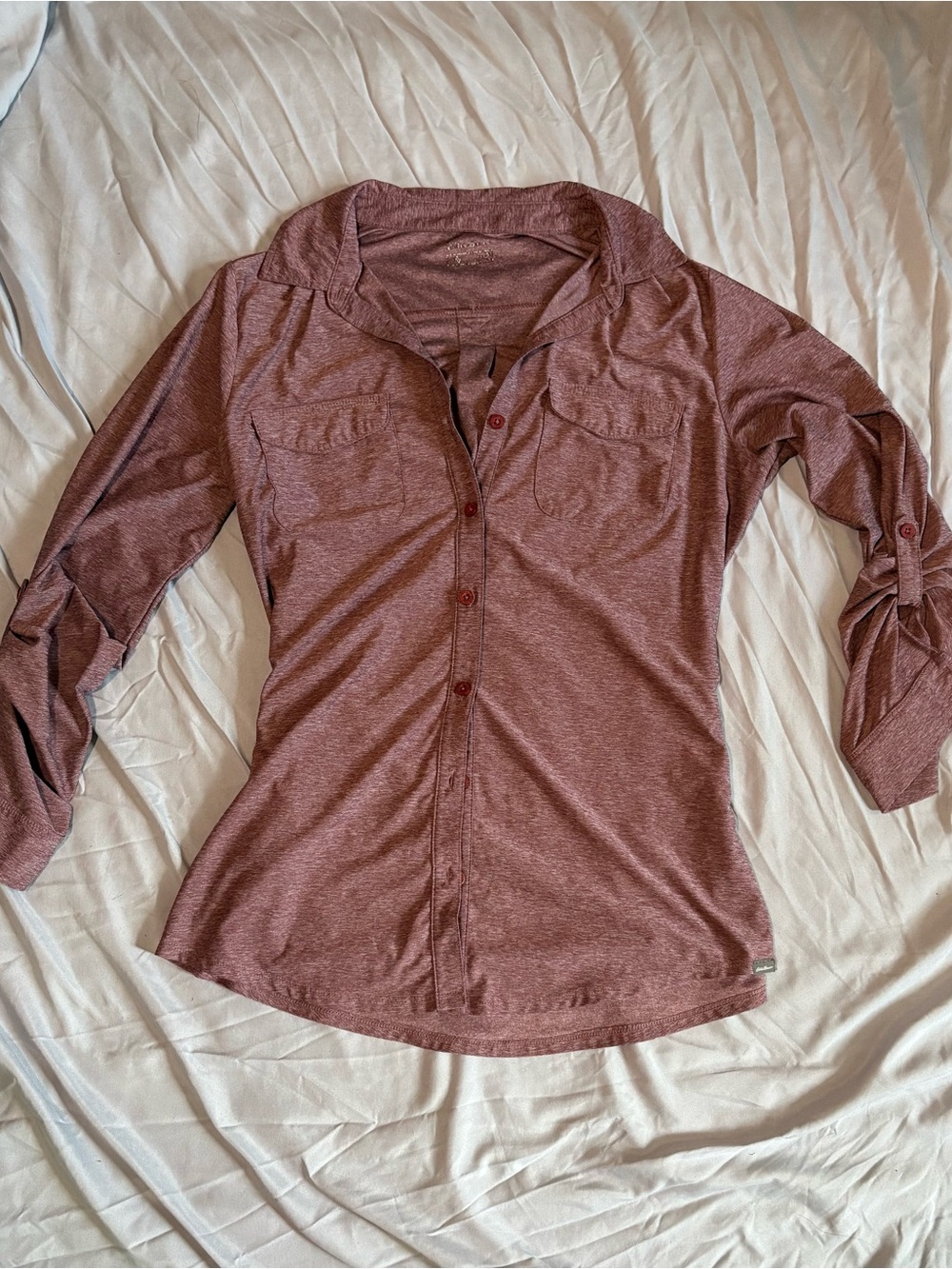 Eddie Bauer Heather Coral/Red Button Shirt